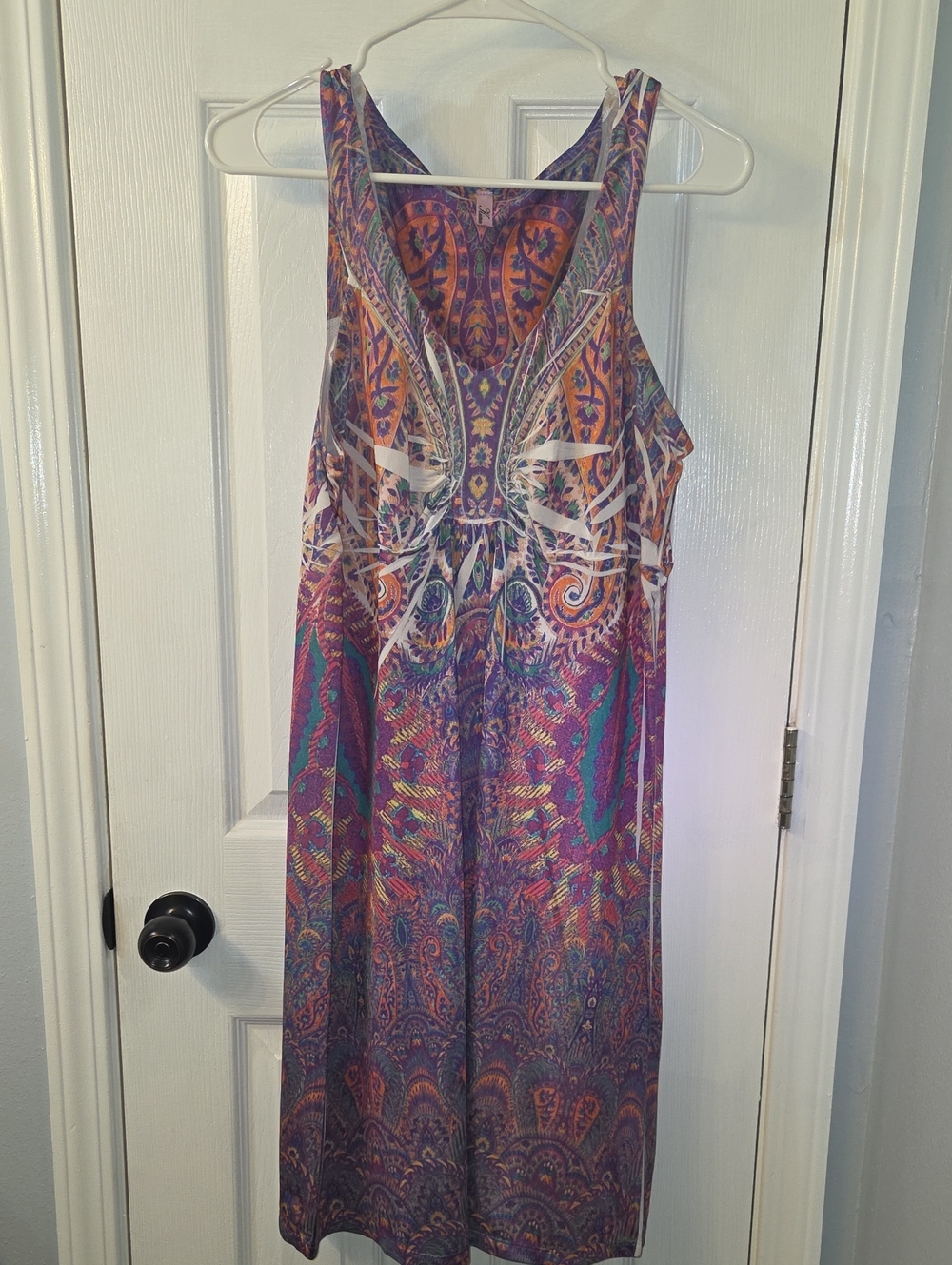 Kiara Sleeveless Paisley Midi Dress in Purple, Teal & Orange